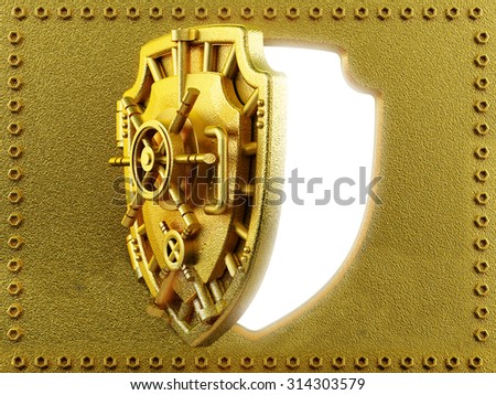 Gold vaulted door with shield shape
