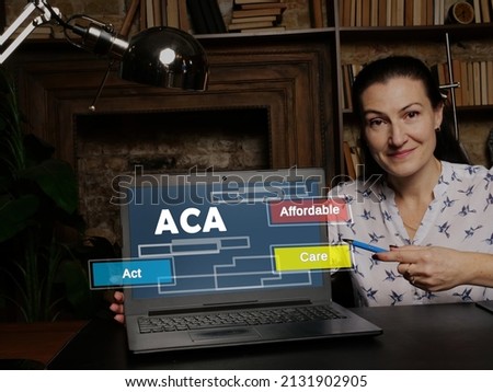  ACA Affordable Care Act concept on screen. Imagine de stoc © 