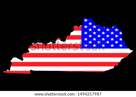 Map of the U.S. state of Kentucky with American Flag.Vector illustration