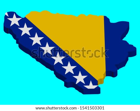 Bosnia Herzegovina Map Flag 3D Vector illustration eps 10