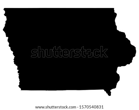 Map silhouette of the U.S. state of Iowa Vector
