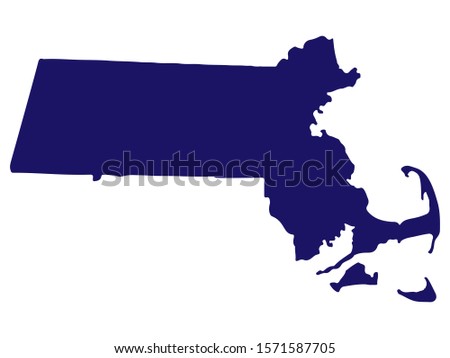 Map silhouette of the U.S. state of Massachusetts Vector