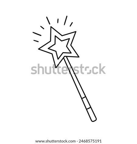 Magic wands doodle set. Fairytale element.Hand drawn vector illustration isolated on white background
