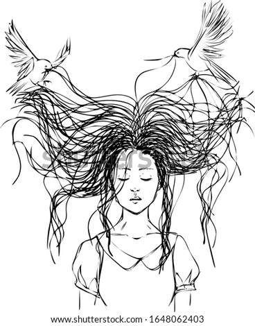 Similar – Image, Stock Photo Teen girl with tangled hairs