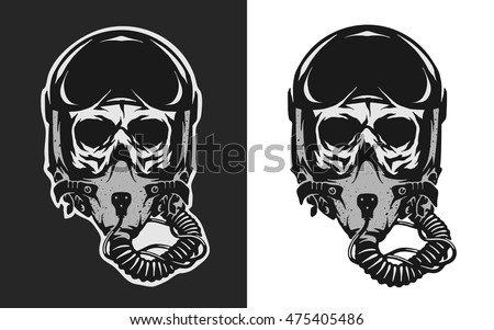Skull in combat pilot helmet.