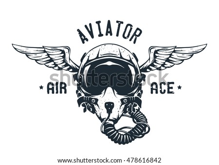 Fighter Pilot Helmet. Emblem, t-shirt design.
