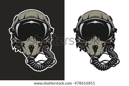 Fighter Pilot Helmet, for dark and white background.