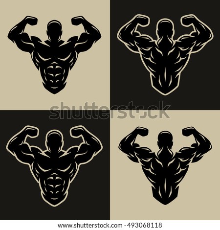 Bodybuilder logo, symbol, two positions for light and dark background.