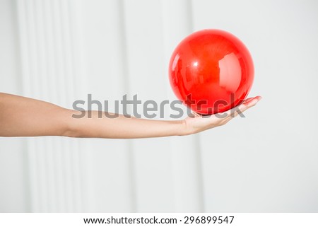 Red ball for rhythmic gymnastics