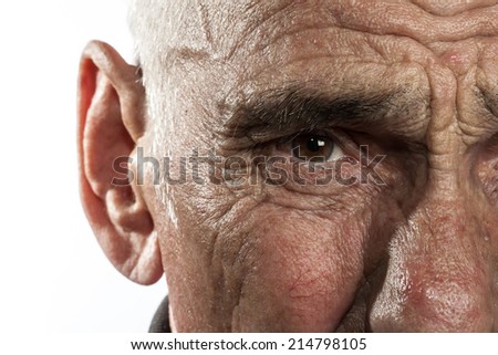 portrait of an elderly man on white background