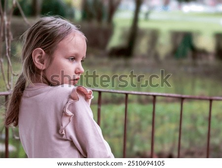 Similar – Image, Stock Photo Caucasian blonde baby seven months old lying on bed at home. Kid wearing cute clothing yellow color