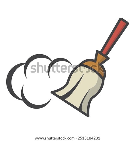 Broom, Besom or Short Brush icon vector design template