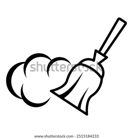 Broom, Besom or Short Brush icon vector design template