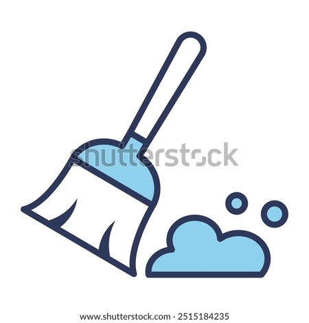 Broom, Besom or Short Brush icon vector design template