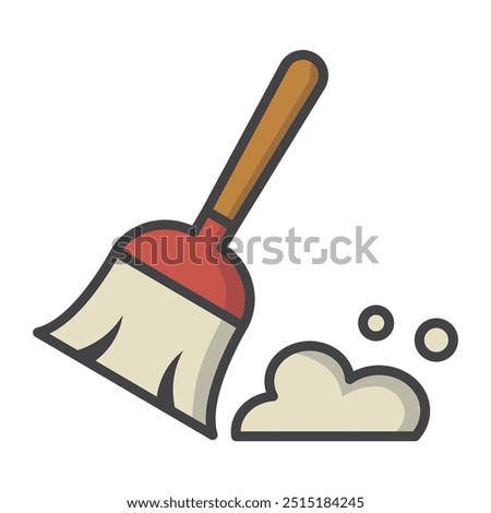 Broom, Besom or Short Brush icon vector design template