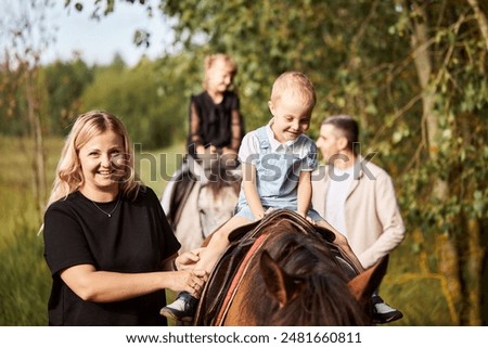 Similar – Image, Stock Photo horse family Horse Ride