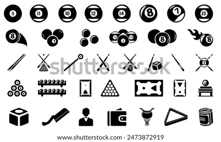 Billiard icon bundle. set of billiard silhouette