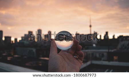 Similar – Image, Stock Photo Upside down: sunrise with reflection in the lake in the Dolomites