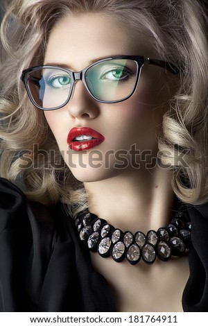 beautiful secretary in the glasses