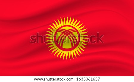 A realistic waving flag of the Kyrgystan national flag. Background with Kyrgystan flag. EPS 10