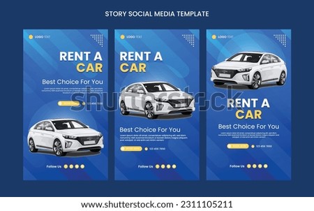 Vector car rental social media stories template