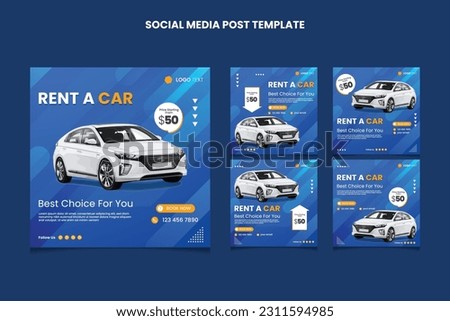 Vector car rental social media post template