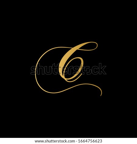 C letter logo with black background.The gold letter icon.Gold letter icon design.