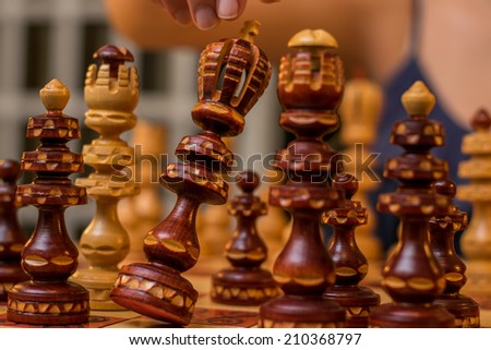 Exact moment when the King Falls on chess. Checkmate.