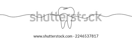 Tooth icon in continuous line drawing style. Line art of tooth icon. Vector illustration. Abstract background