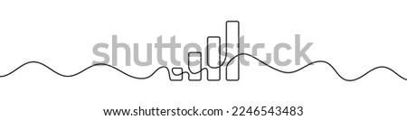 Growing graph in continuous line drawing style. Line art business chart icon. Vector illustration. Abstract background