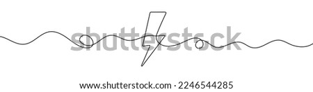Lightning symbol in continuous line drawing style. Line art of lightning icon. Vector illustration. Abstract background