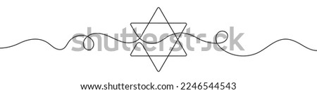 Star of David in continuous line drawing style. Line art of star of David. Vector illustration. Abstract background