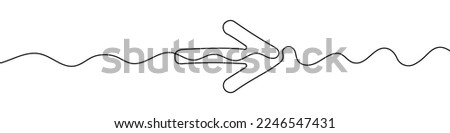 Arrow in continuous line drawing style. Line art of the arrow icon. Vector illustration. Abstract background