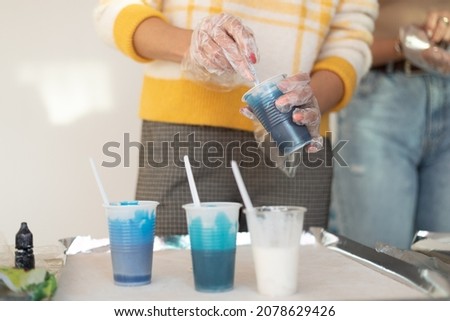 Similar – Image, Stock Photo Glass cups with paints in workshop