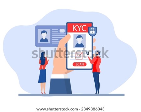 KYC or know your customer with business verifying the identity of its client's concept at the partners-to-be through a magnifying glass  of business identification and  safety.