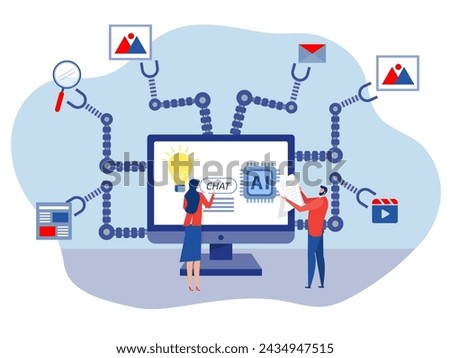 Business industry AI  or AI chatbot to create a text or an image  engineering of using artificial intelligence and video,photo processing vector