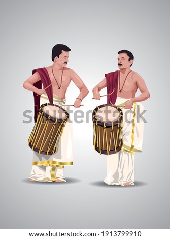 vector illustration of kerala chenda melam performance