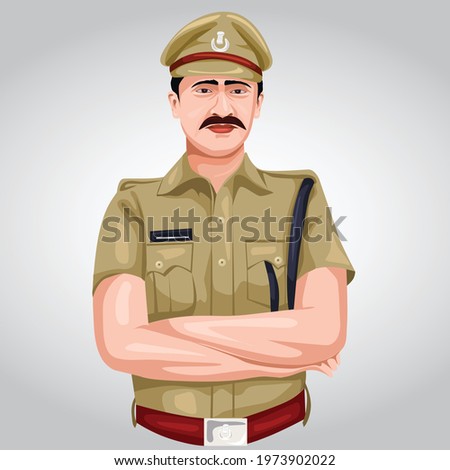 indian police officer front view vector illustration design