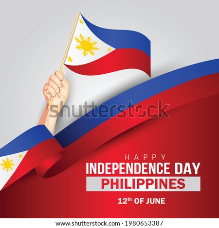 happy independence day Philippines. hands holding with Philippine flag. vector illustration design