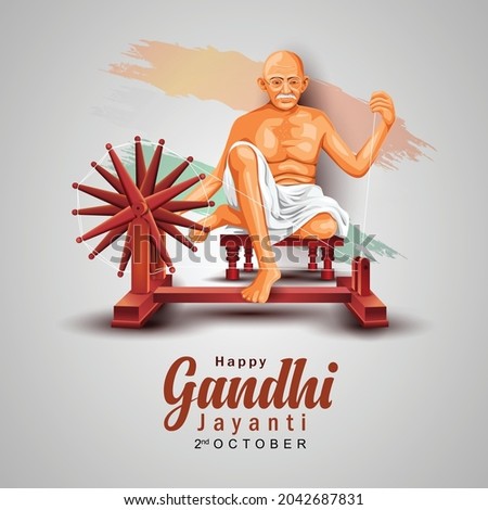 Mahatma Gandhi jayanti 2nd October with creative design vector illustration, Mohandas Karam Chandra Gandhi Birthday.	