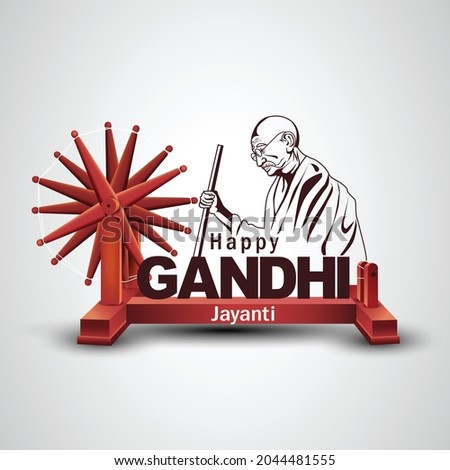 Mahatma Gandhi jayanti - 2021. 2nd October with creative design vector illustration, Mohandas Karam Chandra Gandhi Birthday.