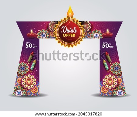 happy Diwali offer entrance arch design front view. use fore printable file. vector illustration	