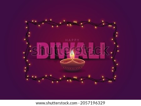 Indian festival Happy Diwali with red Background, Diwali celebration greeting card, vector illustration design.