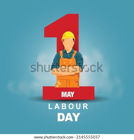 Happy Labour day.  Worker with blue background illustration for poster, banner, business, backdrop. vector illustration design