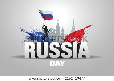 happy independence day Russia. vector illustration of Russian flag and 3d letter. poster, banner , template design