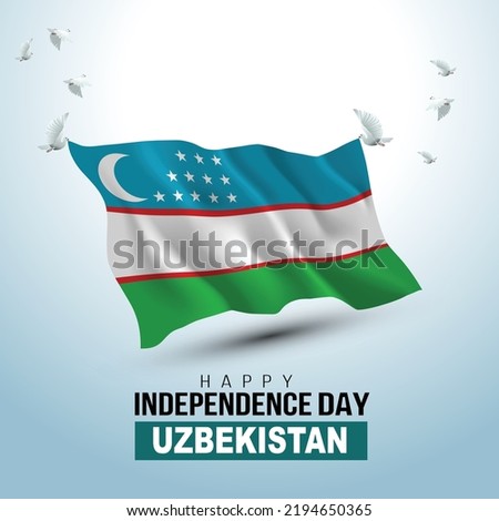 happy independence day Uzbekistan. man running with flag