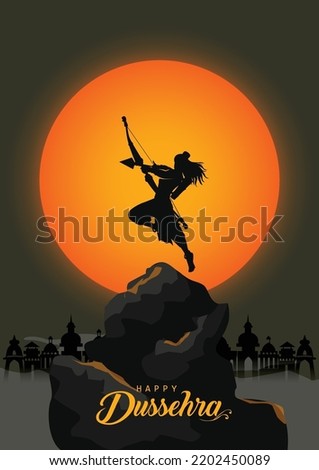 Happy Dussehra festival of India. of Lord Rama killing Ravana. vector illustration design