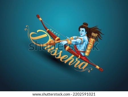 Happy Dussehra festival of India. of Lord Rama killing Ravana. vector illustration design