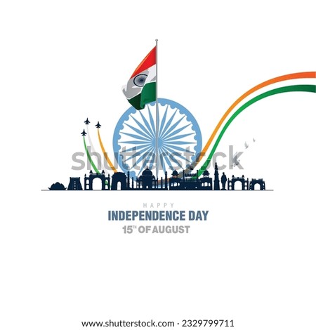 happy independence day India. Ashoka chakra with Indian flag. vector illustration design
