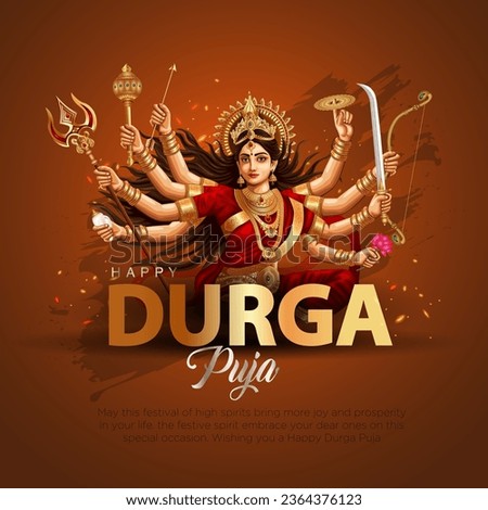 Indian God Happy Durga Puja Subh Navratri background. editable vector illustration design